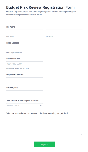 Budget Risk Review Registration Form Template