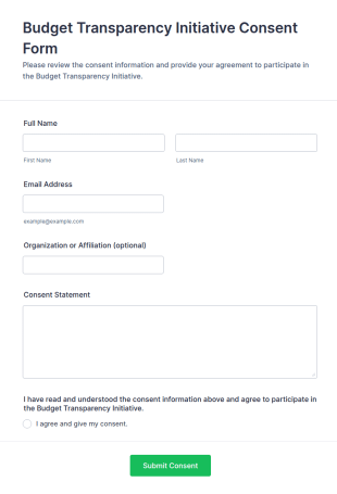Budget Transparency Initiative Consent Form Template