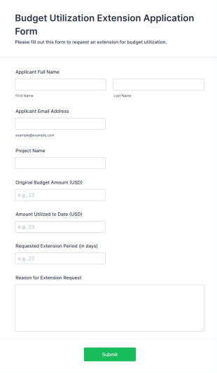 Budget Utilization Extension Application Form Template