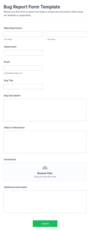 Bug Report Form Template