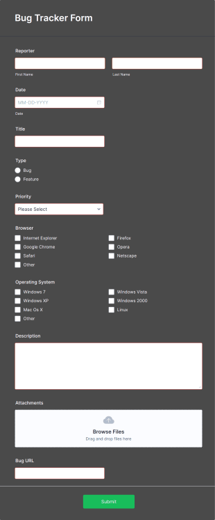 Bug Tracker Form Template