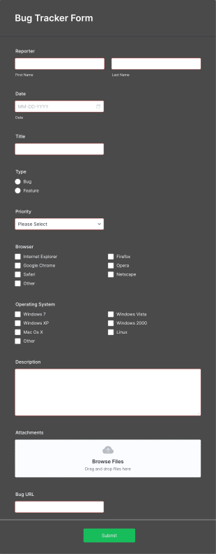 Bug Tracker Form Template