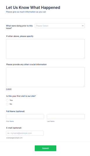 Bug Tracking Form Template