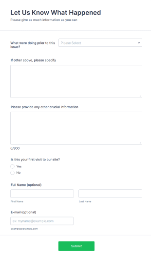 Bug Tracking Form Template