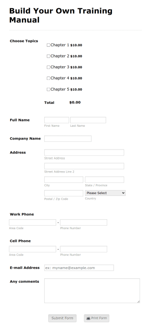 Build Your Own Training Manual Form Template
