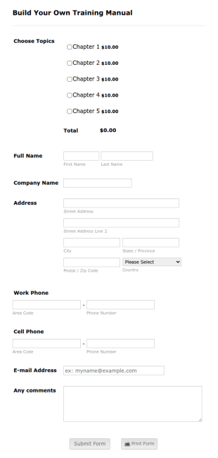 Build Your Own Training Manual Form Template