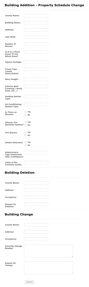 Building Addition Property Schedule Change Form Template
