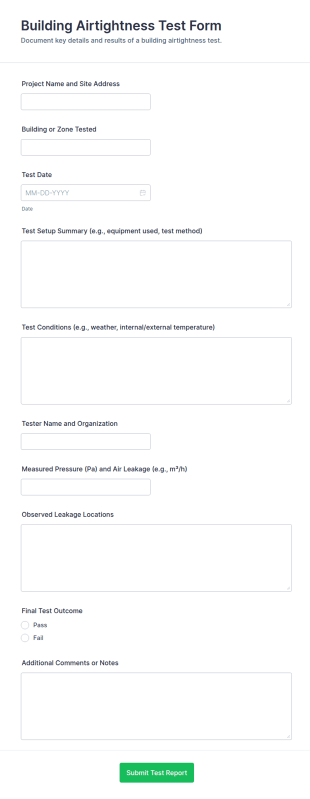 Building Airtightness Test Form Template
