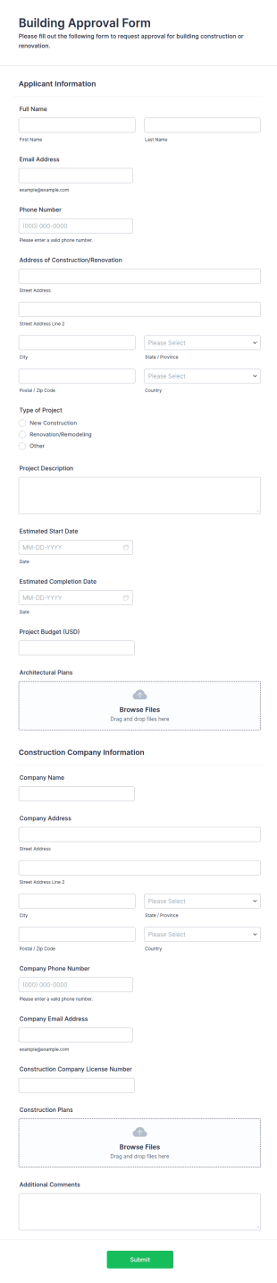 Building Approval Form Template