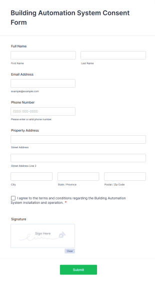 Building Automation System Consent Form Template