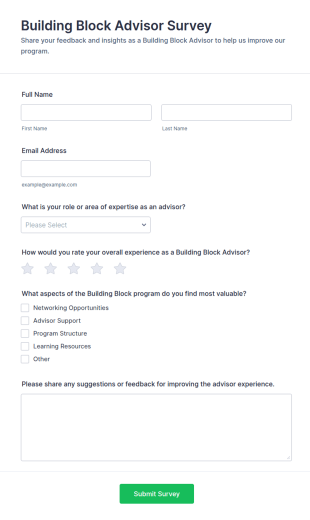 Building Block Advisor Survey Form Template