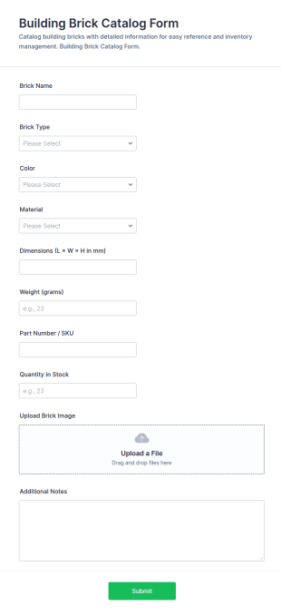 Building Brick Catalog Form Template