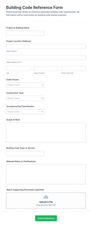 Building Code Reference Form Template