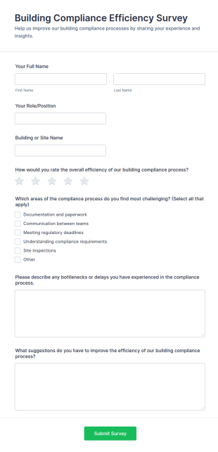Building Compliance Efficiency Survey Form Template