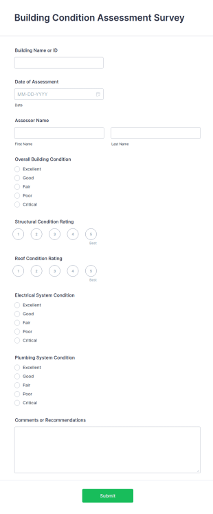 Building Condition Assessment Survey Form Template