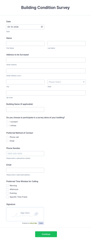Building Condition Survey Form Template