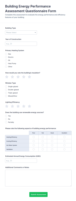 Building Energy Performance Assessment Form Template
