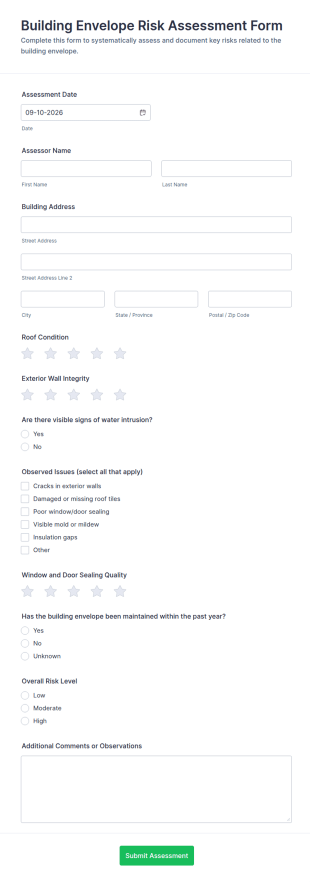 Building Envelope Risk Assessment Form Template