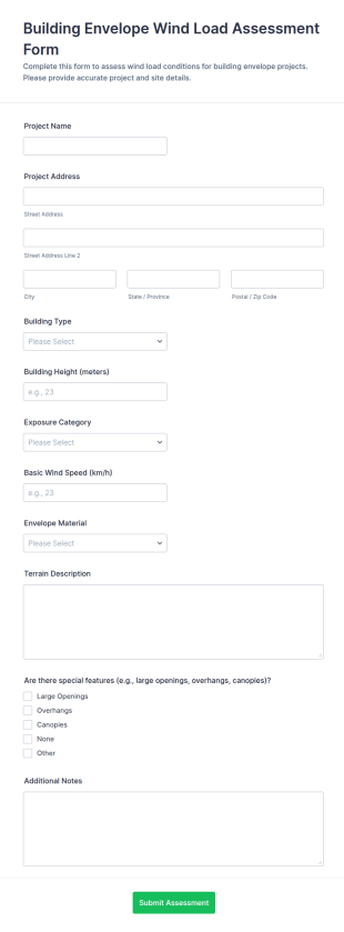 Building Envelope Wind Load Assessment Form Template
