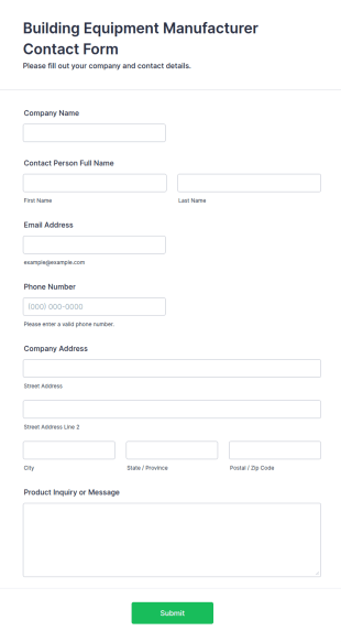 Building Equipment Manufacturer Contact Form Template