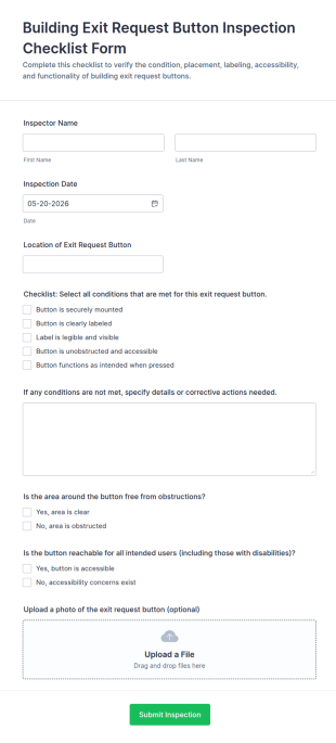 Building Exit Request Button Inspection Checklist Form Template