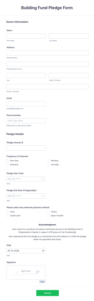 Building Fund Pledge Form Template