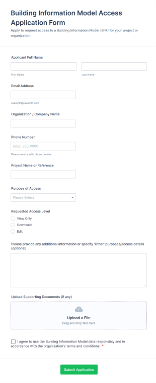 Building Information Model Access Application Form Template