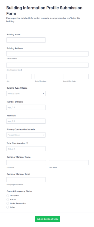 Building Information Profile Submission Form Template