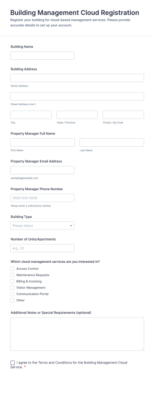 Building Management Cloud Registration Form Template