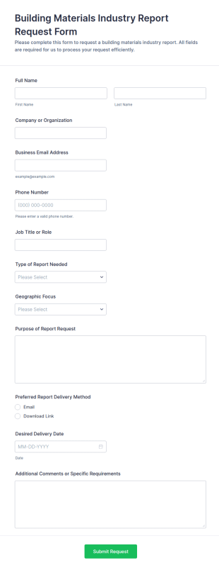 Building Materials Industry Report Request Form Template