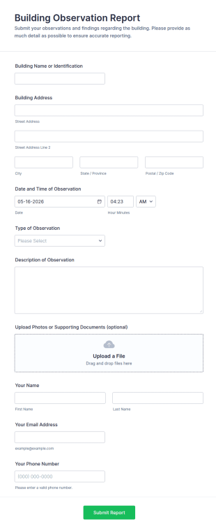 Building Observation Report Form Template