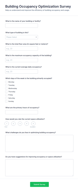 Building Occupancy Optimization Survey Form Template