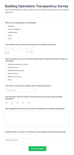 Building Operations Transparency Survey Form Template
