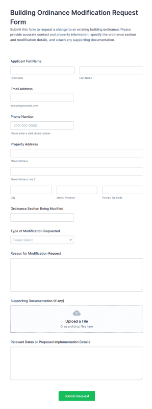 Building Ordinance Modification Request Form Template