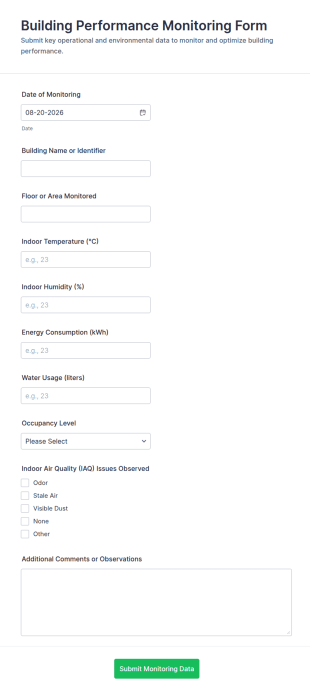 Building Performance Monitoring Form Template