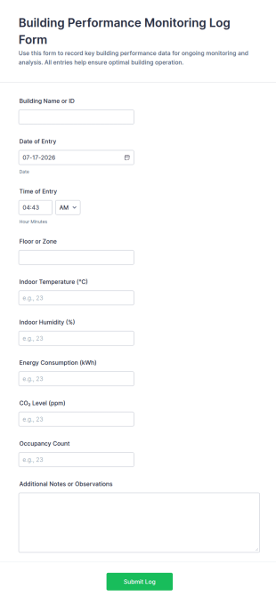 Building Performance Monitoring Log Form Template