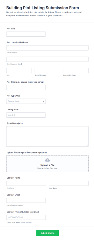 Building Plot Listing Submission Form Template
