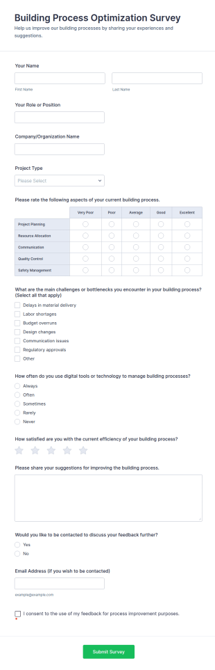 Building Process Optimization Survey Form Template