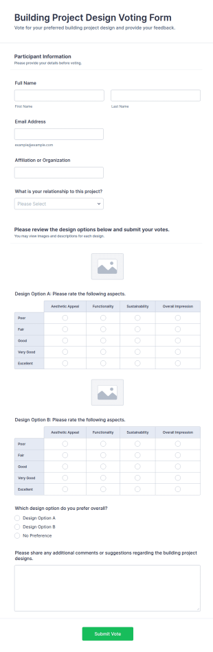 Building Project Design Voting Form Template