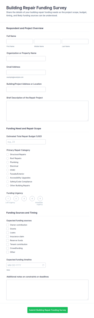 Building Repair Funding Survey Form Template