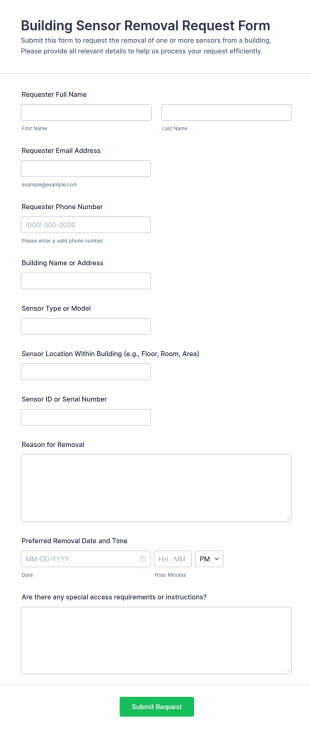 Building Sensor Removal Request Form Template