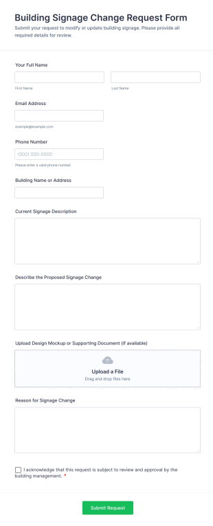 Building Signage Change Request Form Template