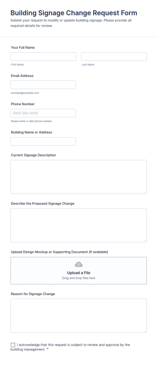 Building Signage Change Request Form Template