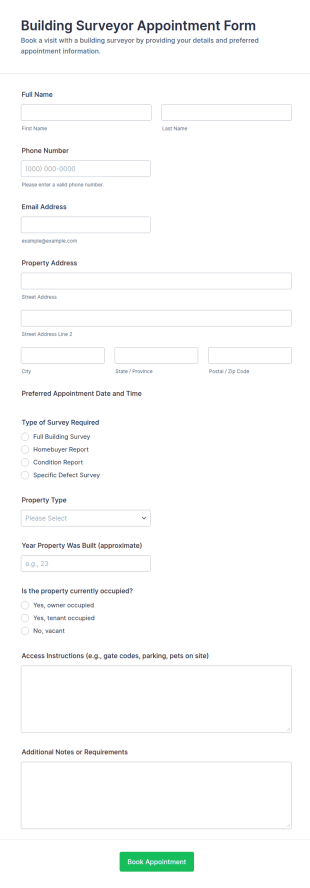 Building Surveyor Appointment Form Template