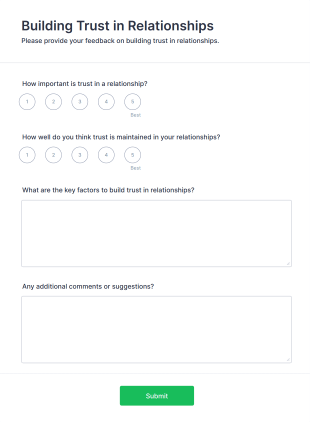 Building Trust In Relationships Feedback Form Template