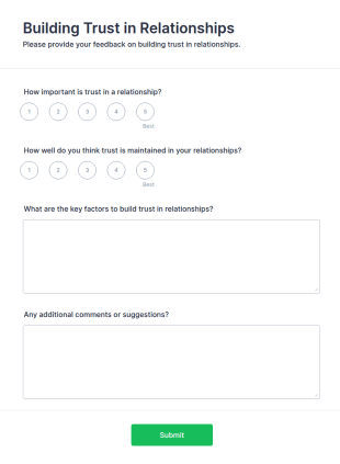 Building Trust In Relationships Feedback Form Template