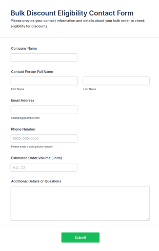 Bulk Discount Eligibility Contact Form Template