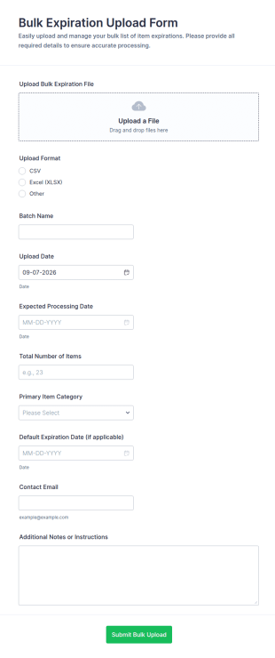 Bulk Expiration Upload Form Template