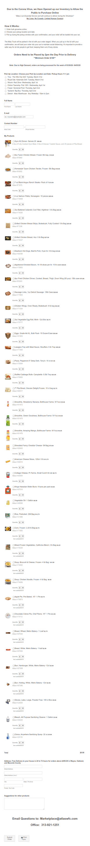Bulk Grocery Order Form Template