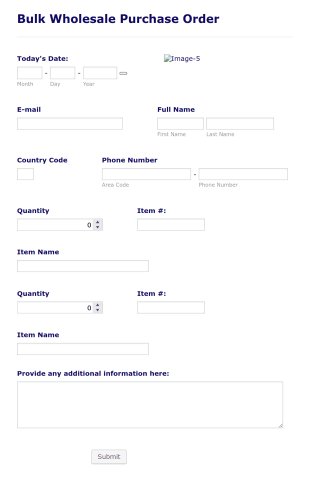 Wholesale Purchase Order Form Template